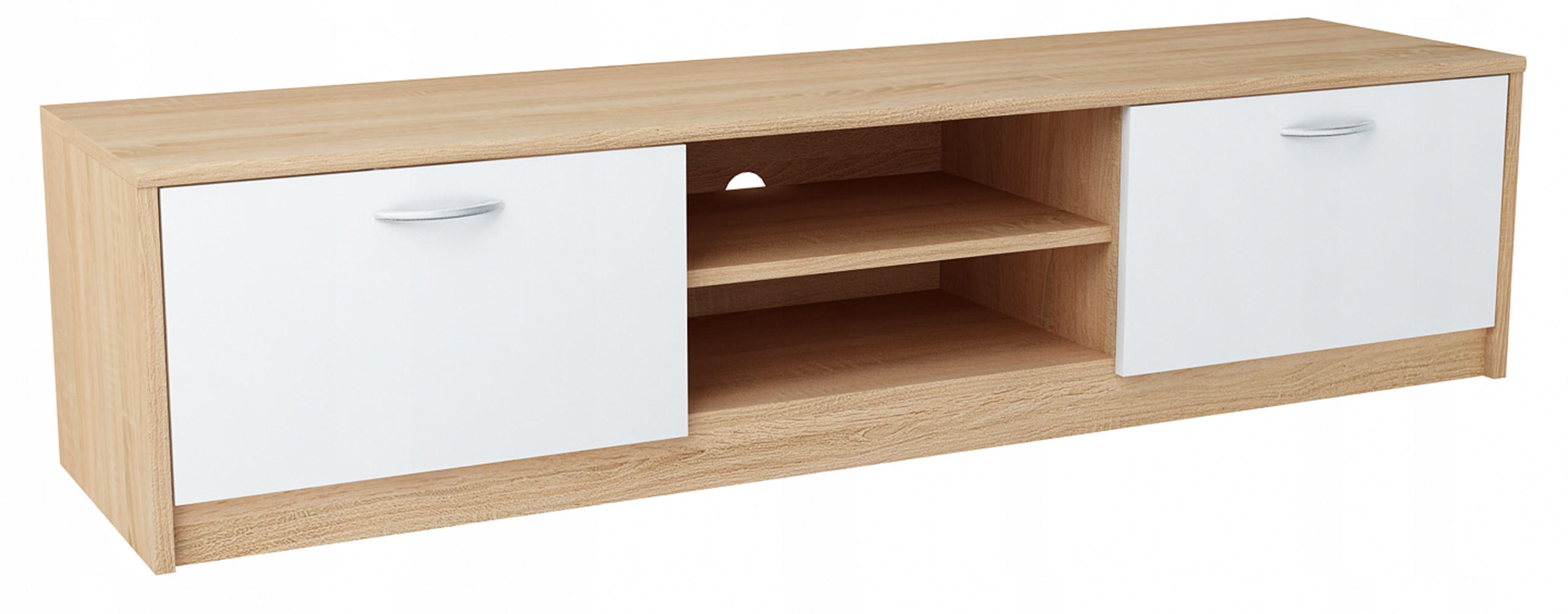 FERNSEHKOMMODE 2DC Sonoma Eiche-Weiß 160/41/36 cm - Weiß/Sonoma Eiche, Holzwerkstoff (160/36/41cm) - Matkam Möbel