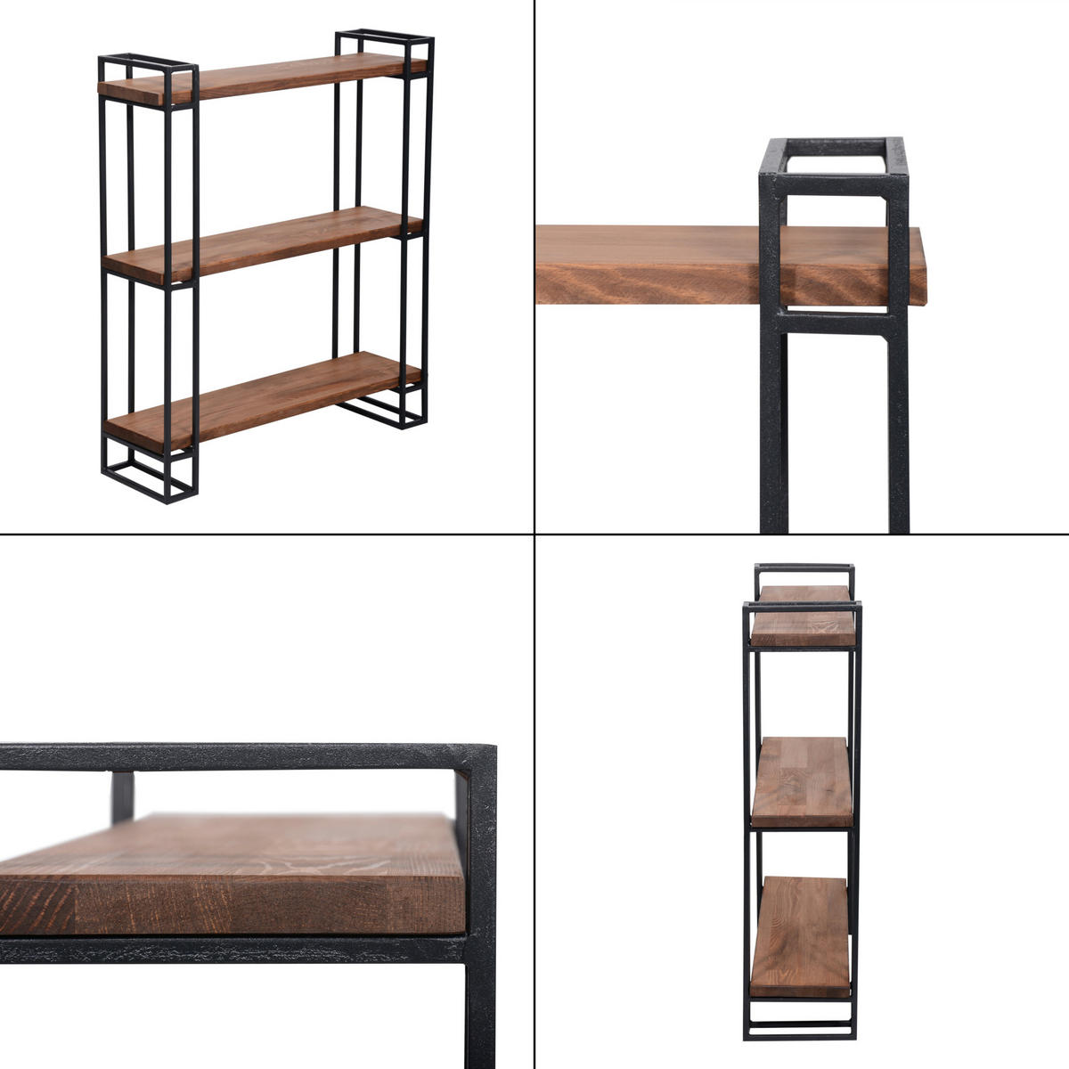 WANDREGAL Falster - Dunkelbraun, Holz/Metall (60/77/20cm) - [en.casa]