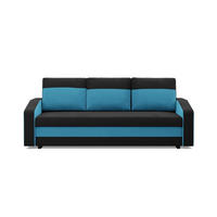 SOFA 3-SITZER MIT SCHLAFFUNKTION ORION, Schwarz + Blau - Blau/Schwarz, Textil (220/85/92cm)