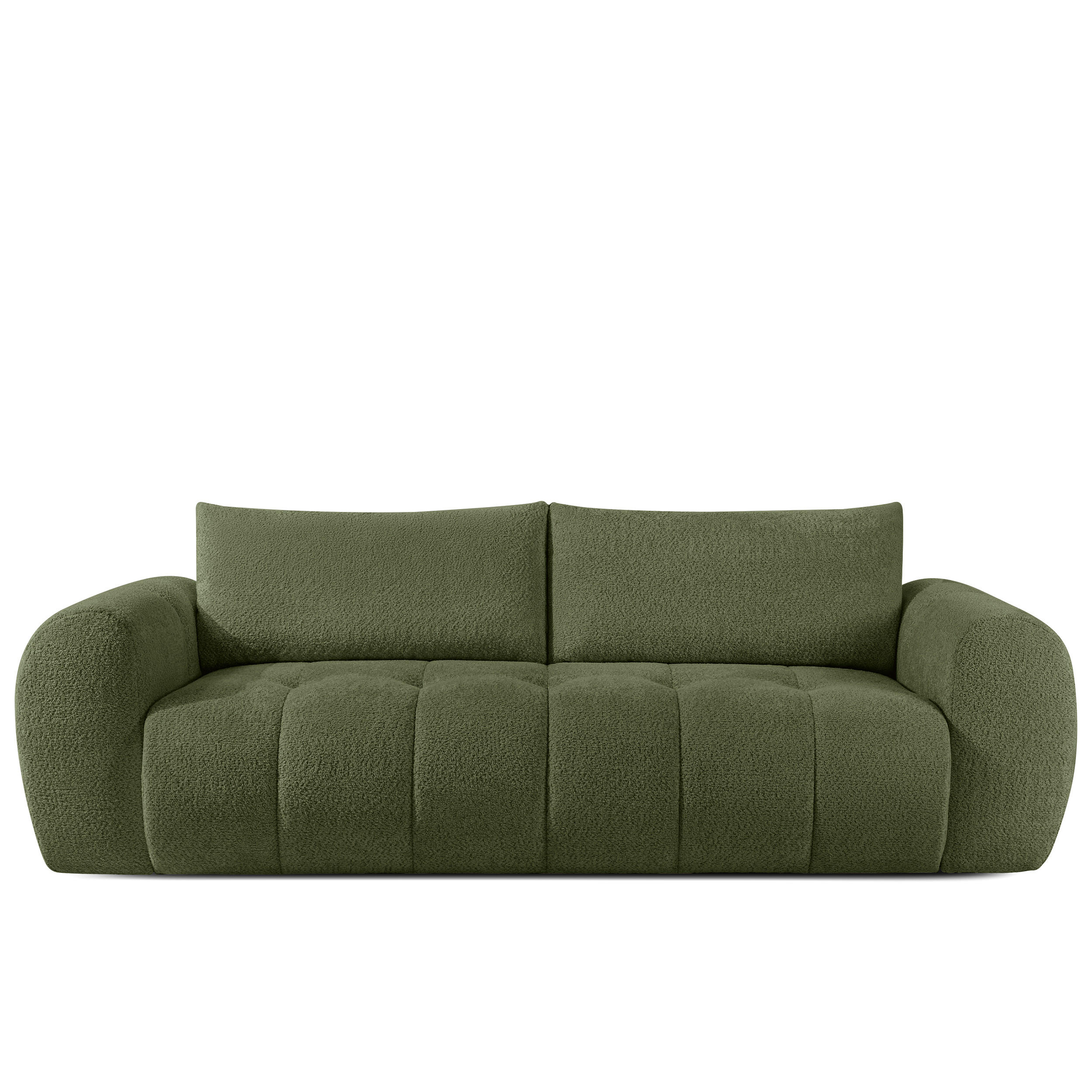 EINZELSOFA LIRA, Olivgrün, Bouclé - Olivgrün, Holz/Holzwerkstoff (256/84/112cm) - KONSIMO®