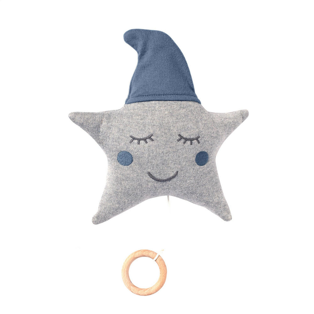 SPIELUHR Baby - Set mit Spieluhr + Rassel Blau - Blau, Textil (15/4/22cm) - nordic coast company