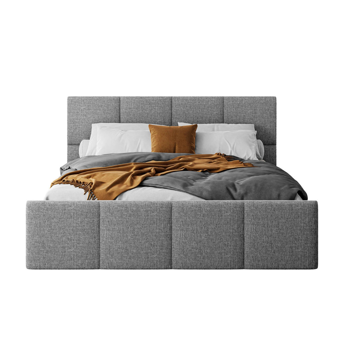 POLSTERBETT AVA 160x200 cm Inari 91, 34 Holzlatten, Kopfteil 91 cm - Grau, Textil (160/200cm) - Lookway