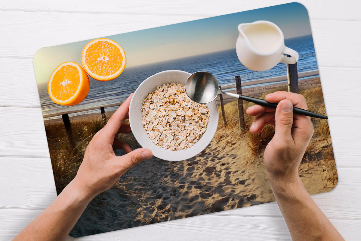 PLATZSETS 6er-Set Strand - Meer - Niederlande - Dünen - Sonne Abwaschbar 45x30 cm - Blau, Kunststoff (0.3/45/30cm) - MuchoWow