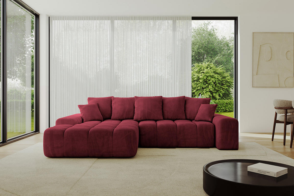 ECKSOFA Ottomane Links ENSI-L - 267x164x88 cm Bordeaux - Bordeaux, Holzwerkstoff/Kunststoff (267/164cm) - ALTDECOR