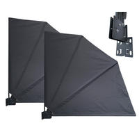 SICHTSCHUTZFÄCHER 2er Set 115x115 cm Grau mit Easy Mount Wandplatte - Grau, Metall (2/115cm) - QUICK STAR