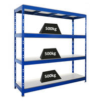 SCHWERLASTREGAL Rhino 200x200x60 cm 4 Melamin-Ebenen 16mm Fachlast 500 kg Blau - Blau, Metall (200/200/60cm) - PROREGAL