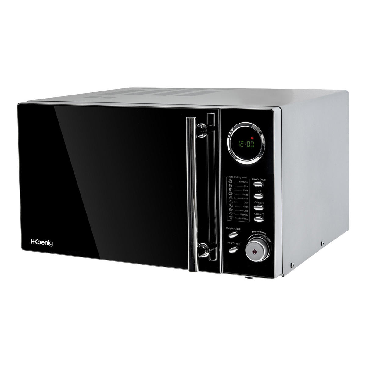MIKROWELLE VIO9 Schwarz und Silber, mit Grill und kombinierbaren Kochfunktionen, 10 automatische Garprogramme, 900W - Silberfarben, Metall (31.5/19.7/31.5cm) - HKoenig