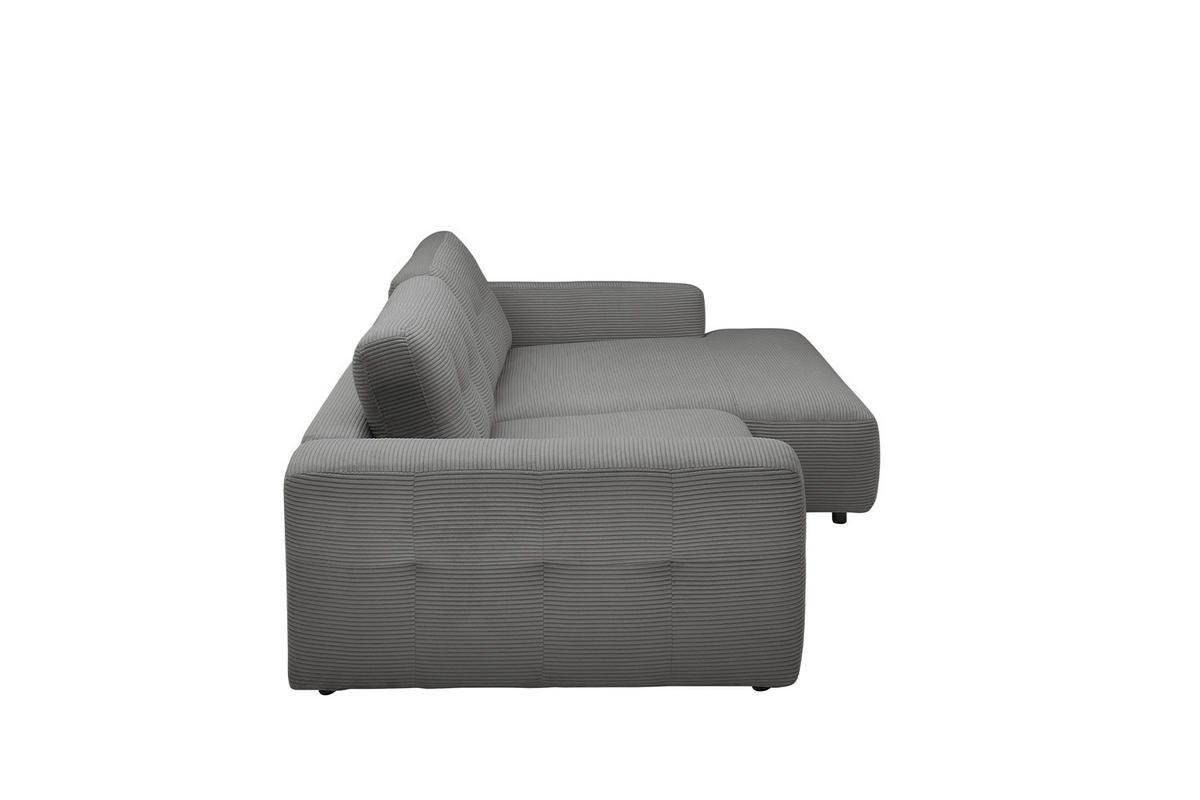 ECKSOFA XL MIKA Grau Cord - Schwarz/Grau, Kunststoff/Textil (296/167cm) - KAWOLA