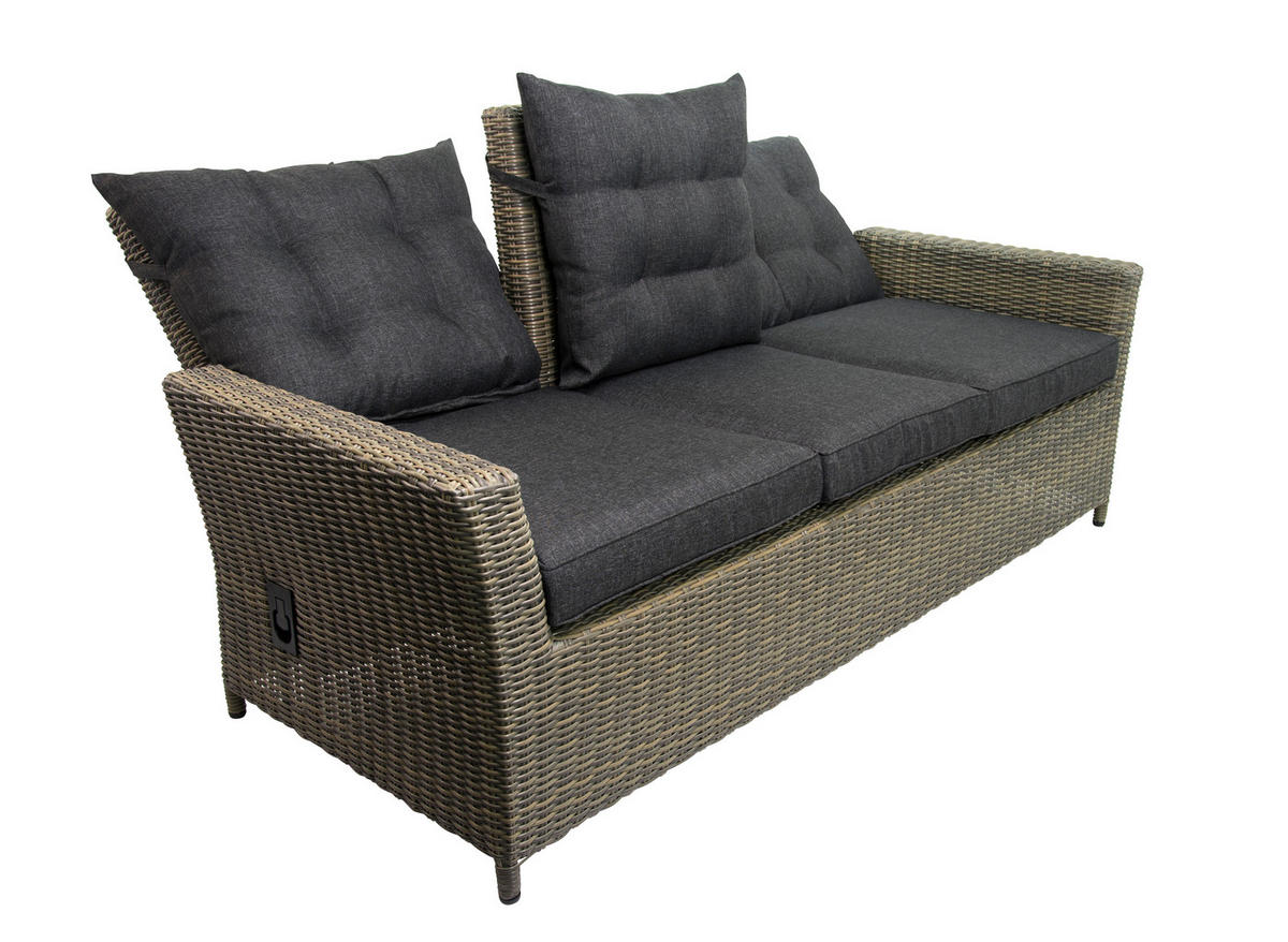 GARTEN-SITZGRUPPE Asti Braun Polyrattan für 7 Personen - Grau, Naturmaterialien - Green Spirit