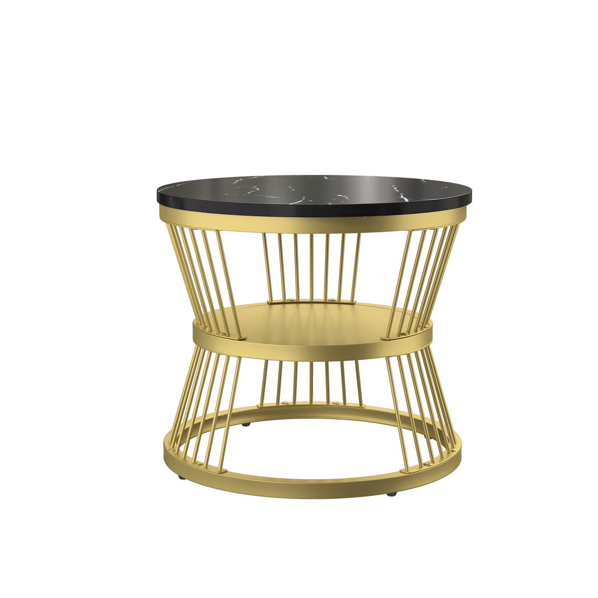 COUCHTISCH satz schwarz marmoroptik goldbeine elegant - Schwarz, Metall (70/70/45.5cm) - SHOPENTRA