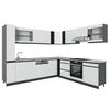 ECKKÜCHE R-Line Weiß/Anthrazit 257 x 277 cm J-Shape, AP Marmor - Anthrazit/Weiß, Holzwerkstoff (277/81.6/60cm) - Vicco