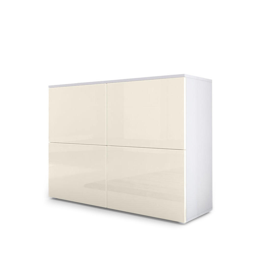 KOMMODE Rova Creme Hochglanz / Creme Hochglanz - Creme, Holzwerkstoff (92/72/35cm) - Vladon