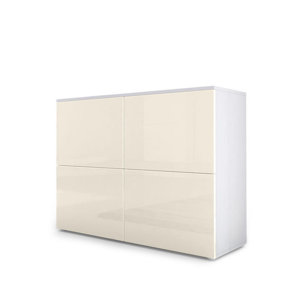 KOMMODE Rova Creme Hochglanz / Creme Hochglanz - Creme, Holzwerkstoff (92/72/35cm) - Vladon