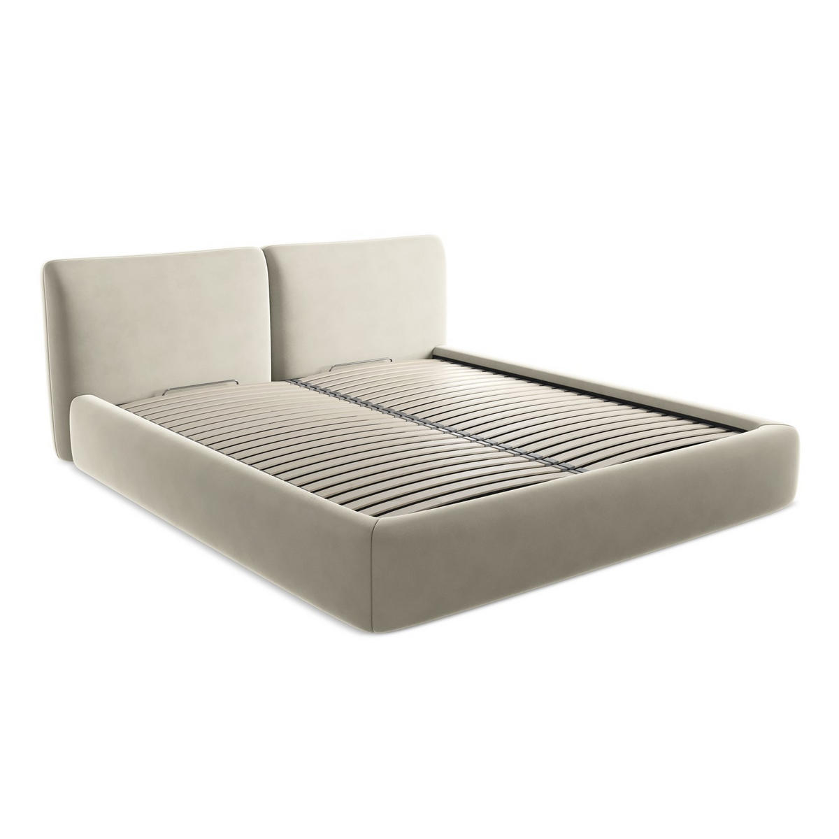 POLSTERBETT mit Bettkasten und Lattenrost 200x228 Creme - Perlmutt/Creme, Kunststoff/Textil (180/200cm) - LaMiaSofa
