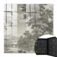 SCHLÜSSELBOX Schwarz 30x30 cm- Türöffnung nach rechts - Eine friedliche Landschaft - Grau, Metall (30/30/5cm) - TULUP