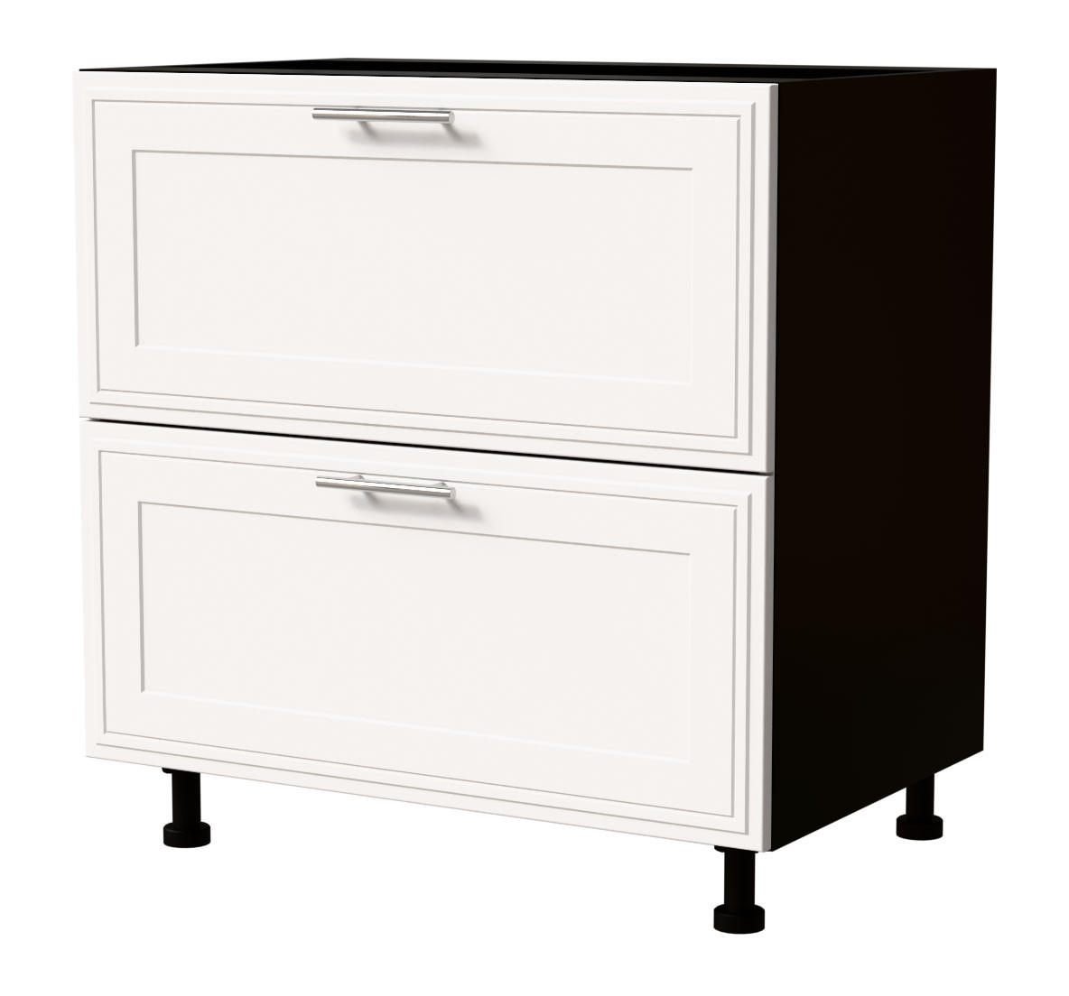 SCHUBLADENUNTERSCHRANK Salo D2/80 Schwarz / Weiß Matt 80 / 50 / 82cm - REJS Vollauszug - Schwarz/Weiß, Holz/Holzwerkstoff (80/82/50cm) - Feldmann-Wohnen