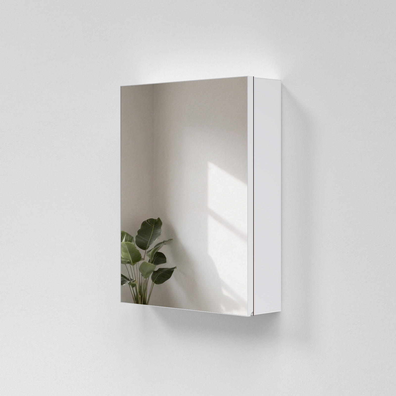 SPIEGELSCHRANK mit Ablagefächern und Rückwand-Stauraum mattweiß 65/50/14,5 cm - Weiß, Glas (50/65/15cm) - EMKE