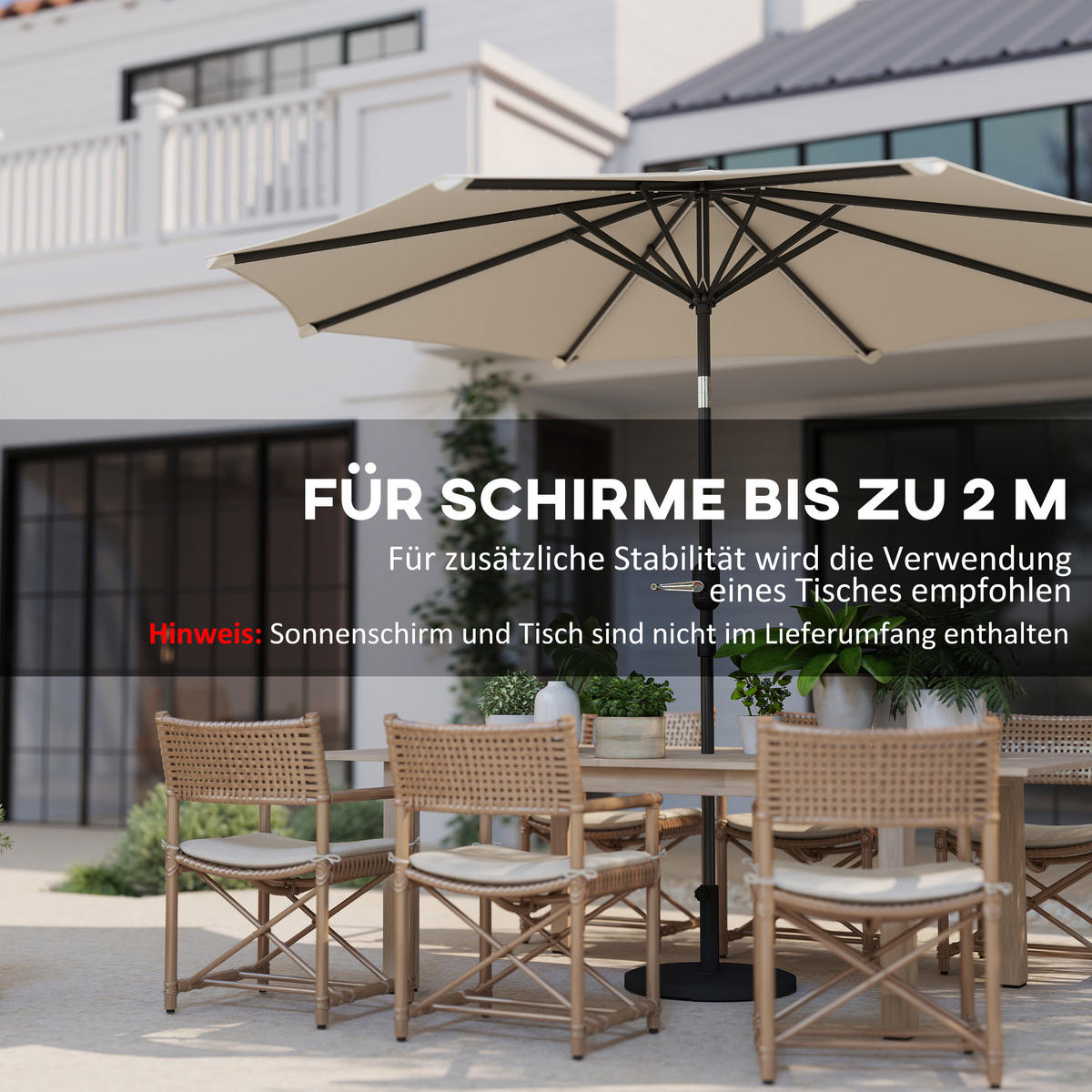 SONNENSCHIRMSTÄNDER HDPE Zement Schwarz - Schwarz, Kunststoff (48.5/48.5cm) - Outsunny