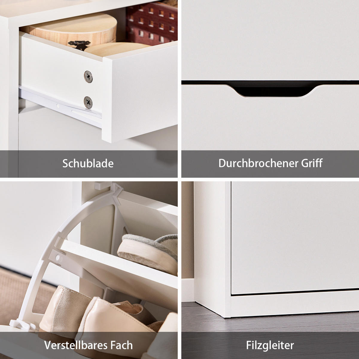 SCHUHSCHRANK Weiß - Weiß, Holzwerkstoff (60/90/30cm) - SoBuy