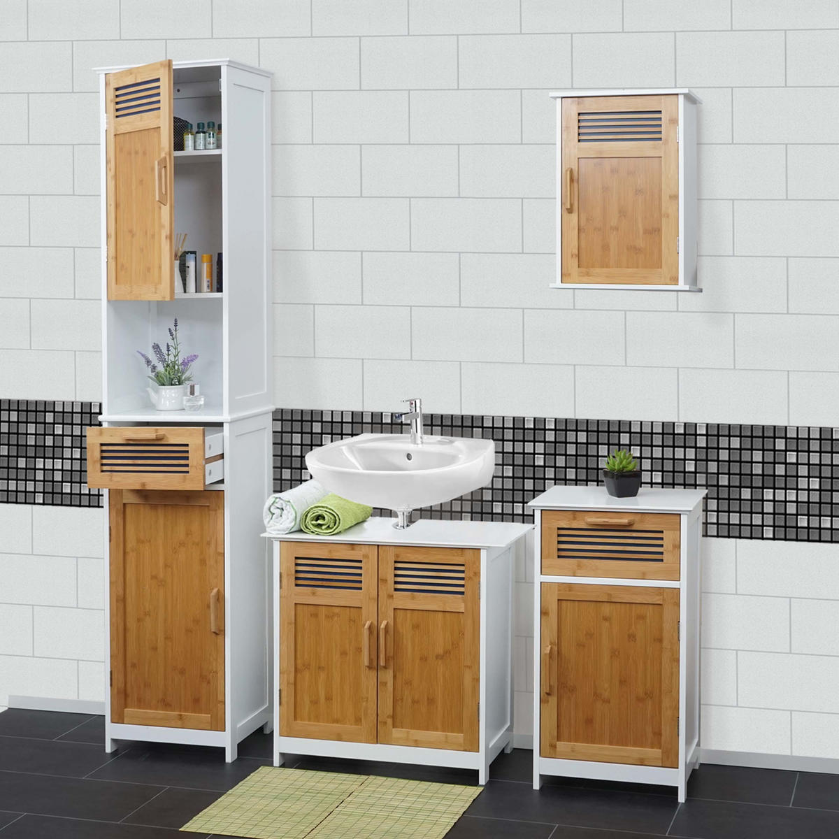 BADMÖBEL Braun 4-tlg.-Set - Braun, Holz (40/180/31cm) - MCW