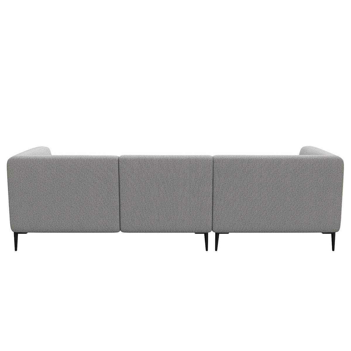 2,5-SITZER ECKSOFA mit Longchair - Hellgrau/Schwarz, Textil/Metall (271/148cm) - home24