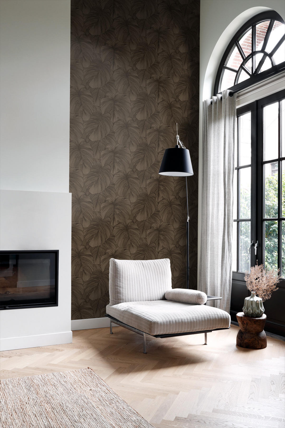 TAPETE 3D Muster Blätter 50 x 900 cm - Braun, Papier (50/900cm) - Origin Wallcoverings