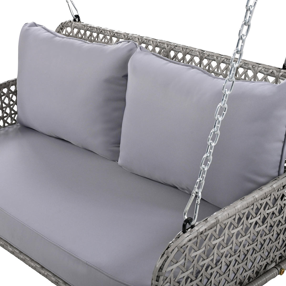 HOLLYWOODSCHAUKEL mit Kissen und 2 Ketten Hängeschaukel abnehmbar und waschbar grau - Grau, Textil/Metall (112/48/54cm) - STILVORA