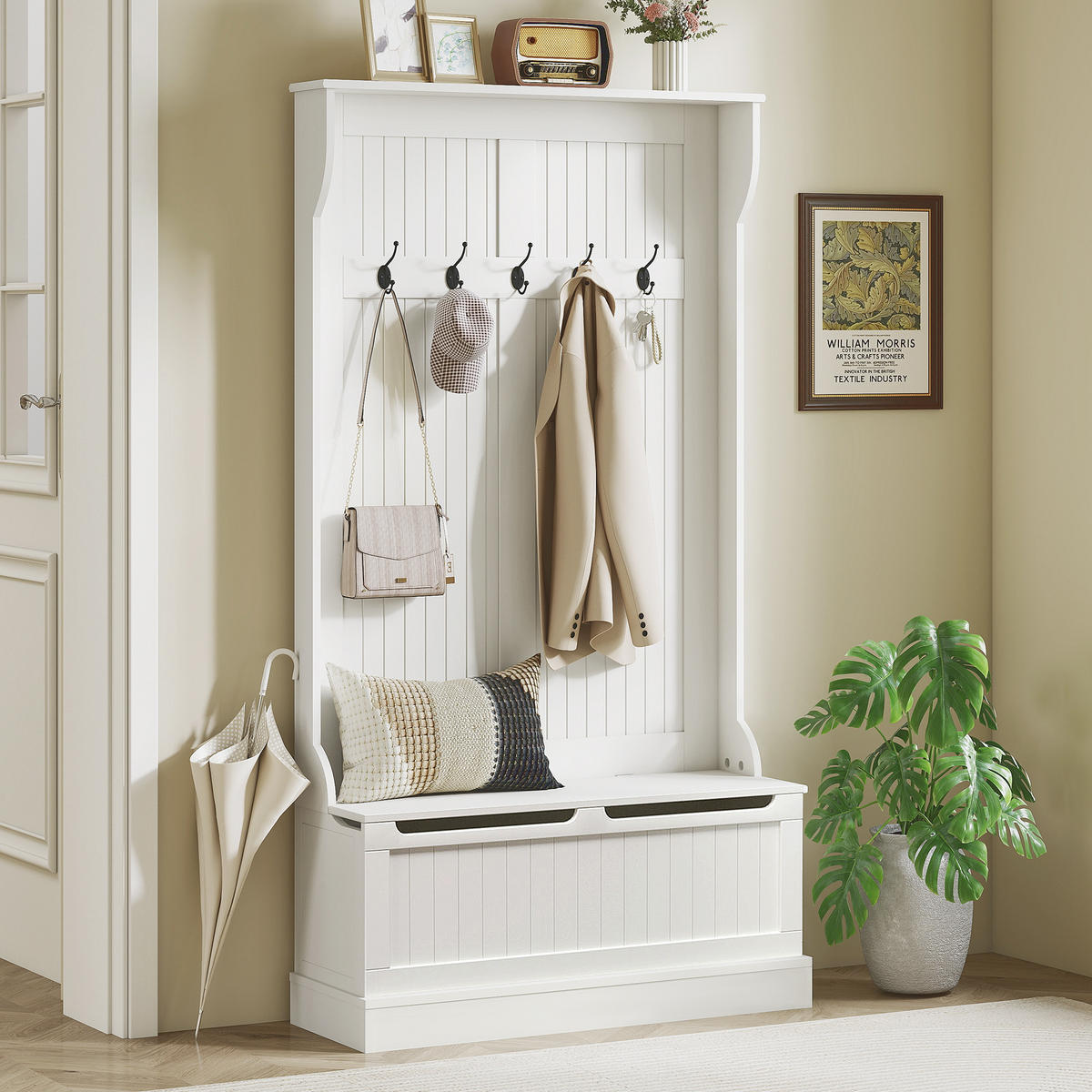GARDEROBE Creme 96/34/179,7 cm - Creme, Holzwerkstoff (96/179.7/34cm) - PANGIVO