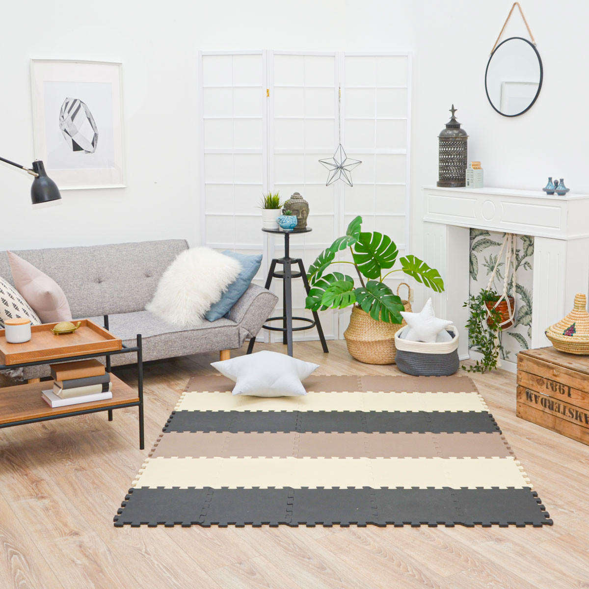 SPIELMATTE ab Null - 270/90 cm Puzzlematte Beige - Multicolor, Kunststoff (30/30cm) - Littletom