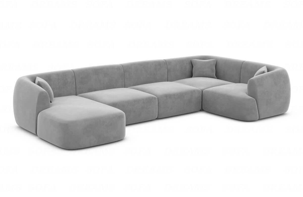 WOHNLANDSCHAFT Azura Hellgrau Samtstoff - Hellgrau, Kunststoff (325/78/177cm)