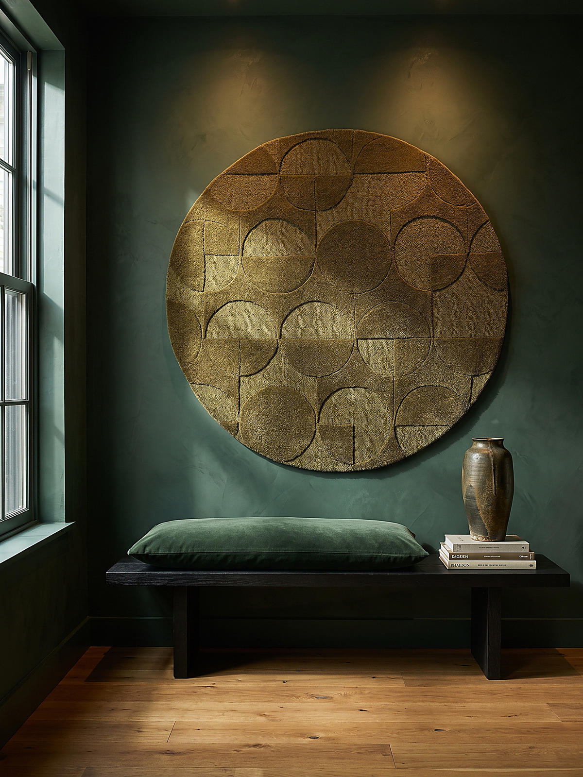 WOLLTEPPICH handgetuftet DEBEN, Kreis-Geometrie, Olivgrün, Ø 160 cm - Grün, Textil (160/160cm) - KADIMA DESIGN