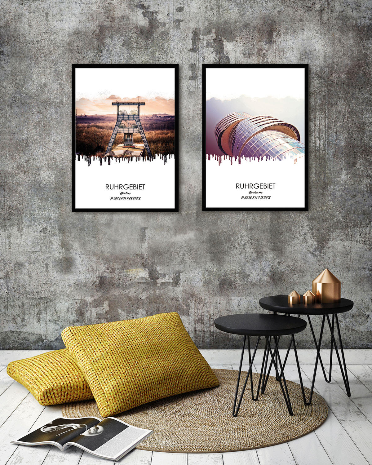 POSTER mit Rahmen 50x70 cm Ruhrgebiet Herten - Braun, Holz (51/71cm) - artissimo