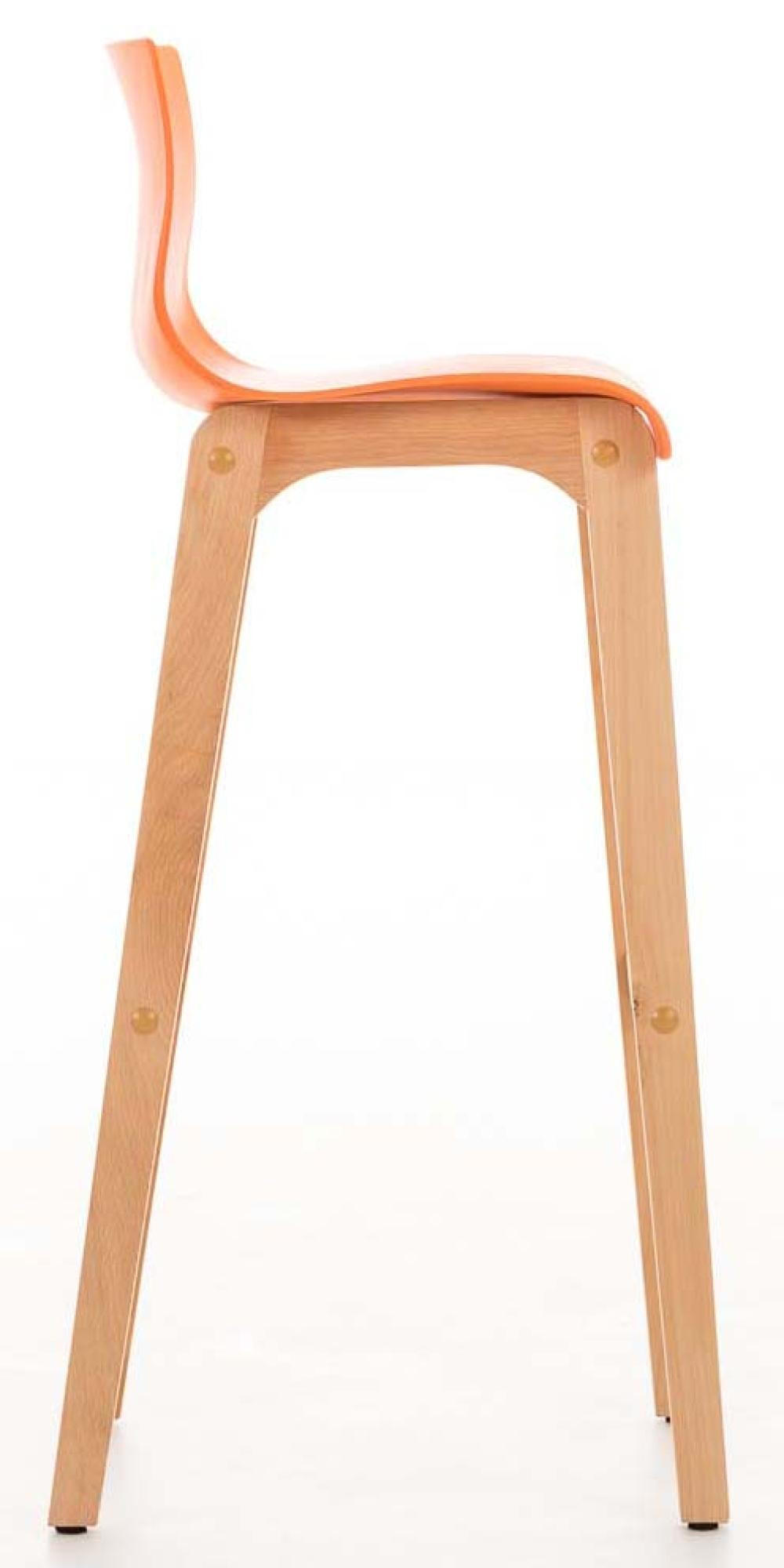 BARHOCKER 2er Set Holz orange - Eukalyptusholzfarben/Orange, Holz (41/101/46cm) - CLP
