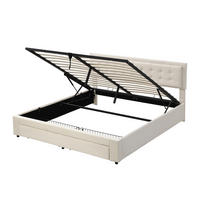 POLSTERBETT 180x200 Samt Lattenrost Stauraum Schubladen Beige - Beige, Textil (180/200cm) - FLIEKS
