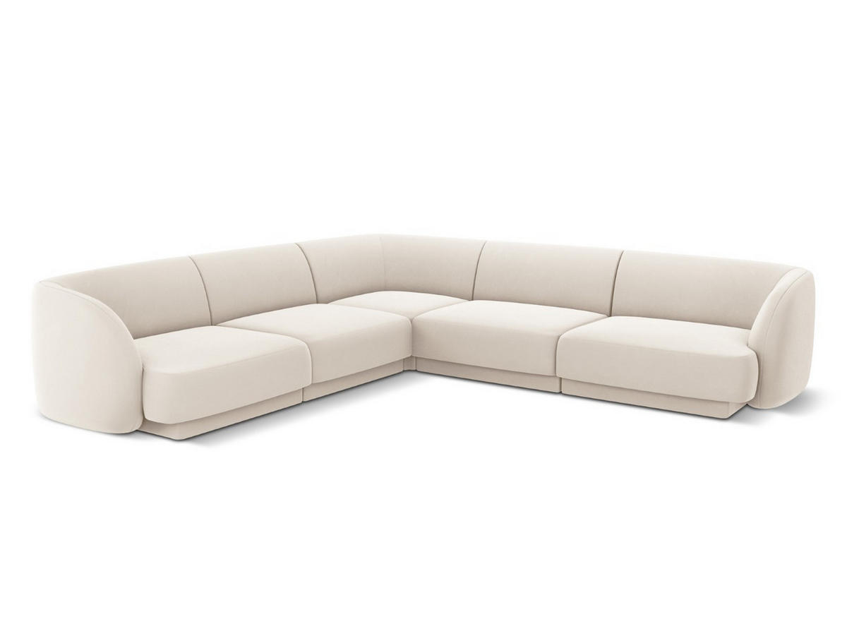 WENDBARES-ECKSOFA Miley aus Samt leichtes beige 5 Sitzplätze - Beige, Textil (255/255cm) - Micadoni