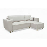 ECKSOFA RIO mit Schlaffunktion und Bettkasten, Farbe: Hellgrau, Velourstoff, Ottomane Universal - Hellgrau, Textil (249/142cm) - Marpur