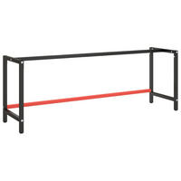 WERKBANKGESTELL Mattschwarz Und Mattrot 220/57/79 Cm Metall - Schwarz, Metall (57/79/220cm) - vidaXL