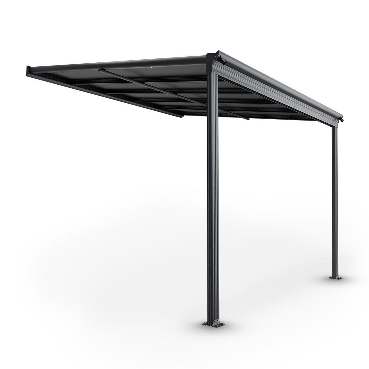 TERRASSENDACH Borneo Aluminium 3x3m dunkelgrau - Dunkelgrau, Metall (312/278/303cm) - Juskys