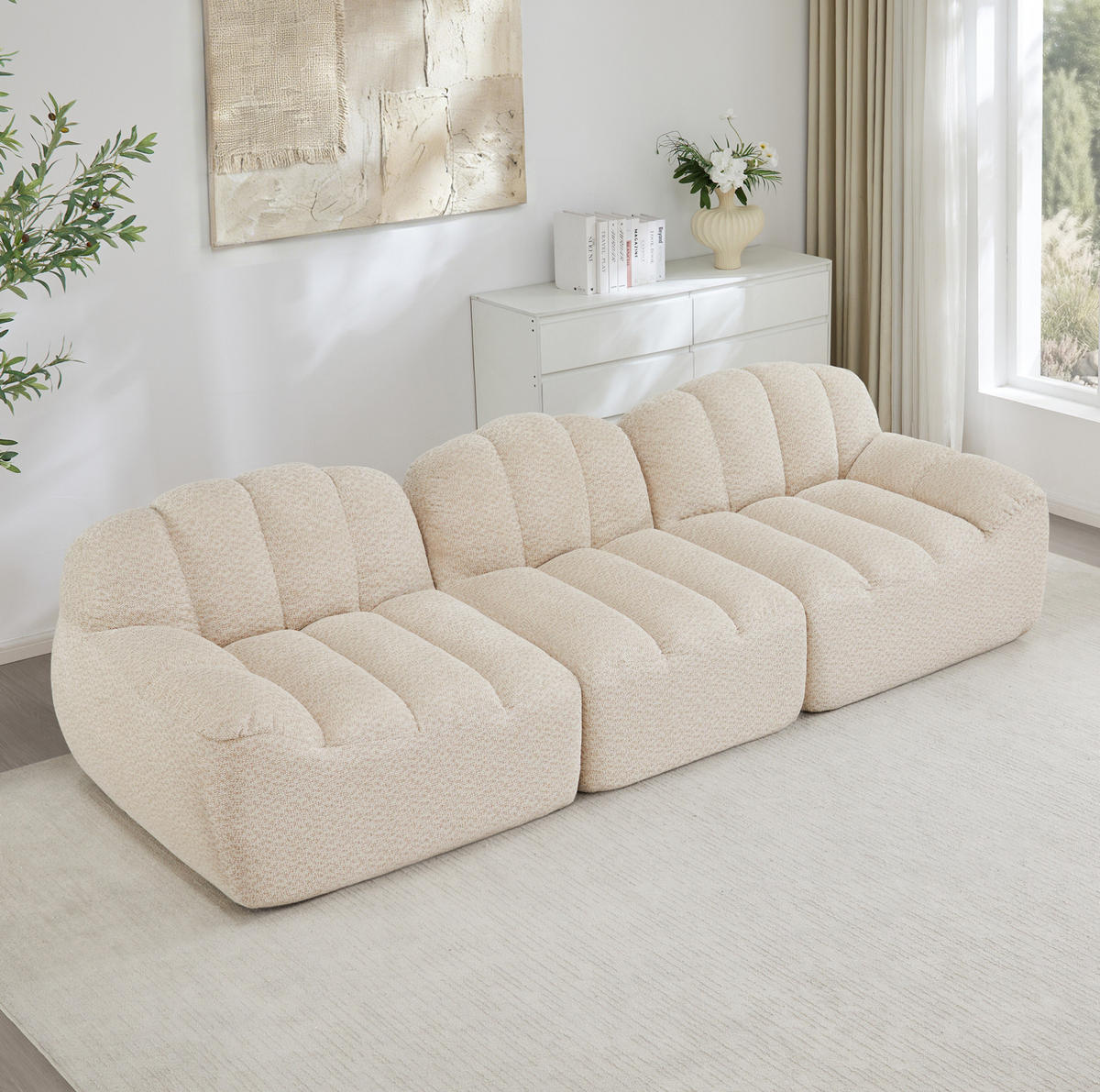 SOFA modular ohne Gestell Granular Fleece Beige White - Beige, Textil (288/79/104cm) - IVMEU