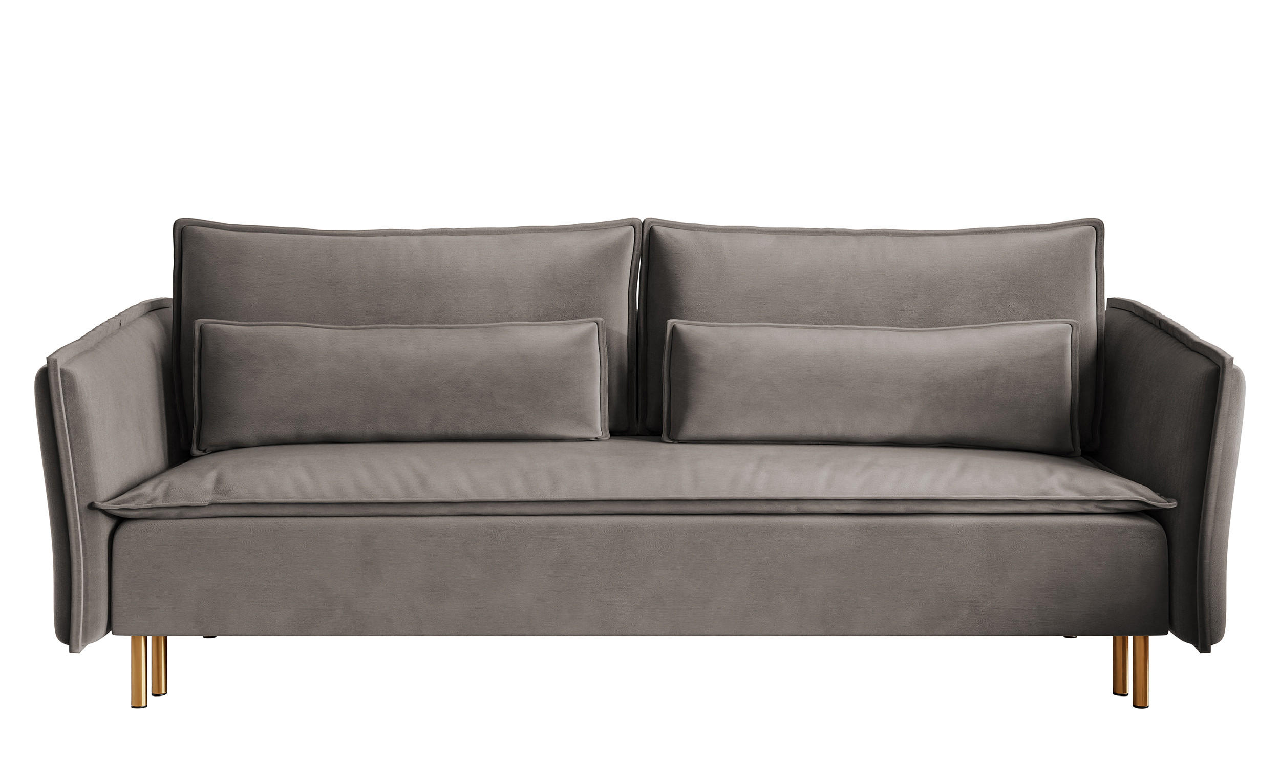SCHLAFSOFA Ummo Grau Velours - Goldfarben/Grau, Textil/Metall (230/88/90cm) - Selsey
