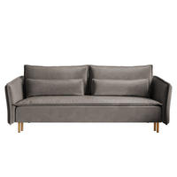 SCHLAFSOFA Ummo Grau Velours - Goldfarben/Grau, Textil/Metall (230/88/90cm) - Selsey