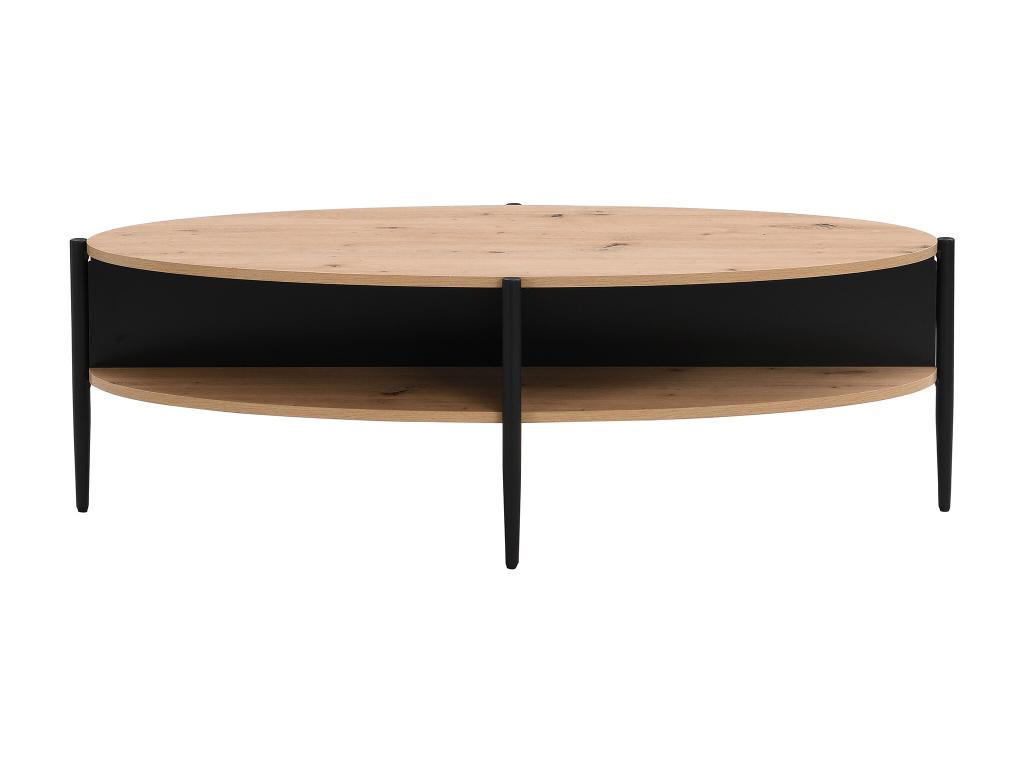 COUCHTISCH mit 4 Ablagefächern - MDF & Metall - Holzfarben hell & Schwarz - EVARO - Hellbraun/Schwarz, Holz (125/65/39cm) - Vente-Unique