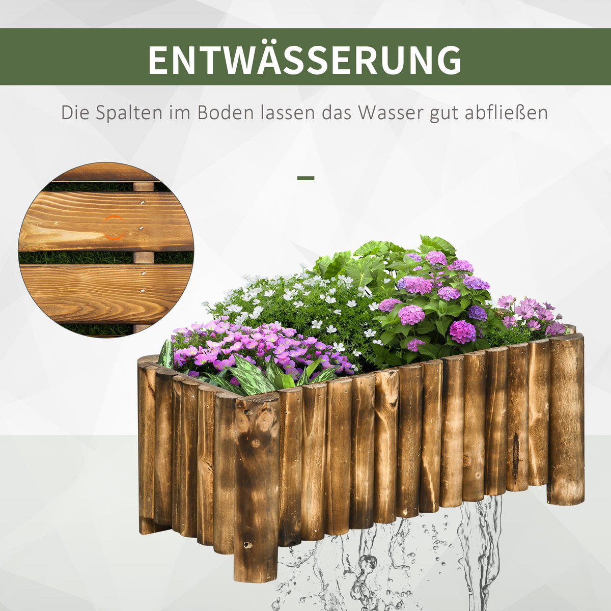HOCHBEET Pflanzkasten Pflanzbeet Blumenbeet Blumenkasten, Tannenholz, Naturholz - Fichtefarben, Holz (35/30/78cm) - Outsunny
