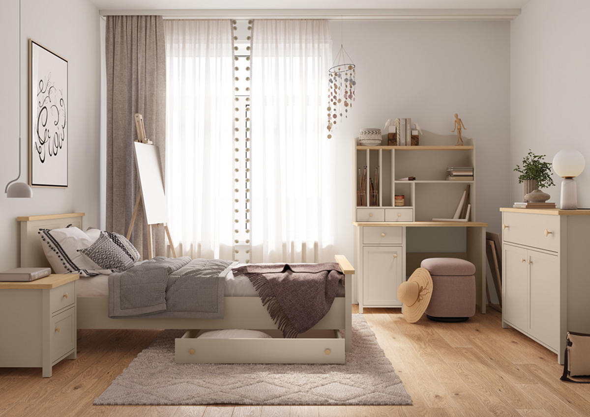 NACHTTISCH STORY 7 - Eichefarben/Beige, Holzwerkstoff (45/51/42cm) - Meblini