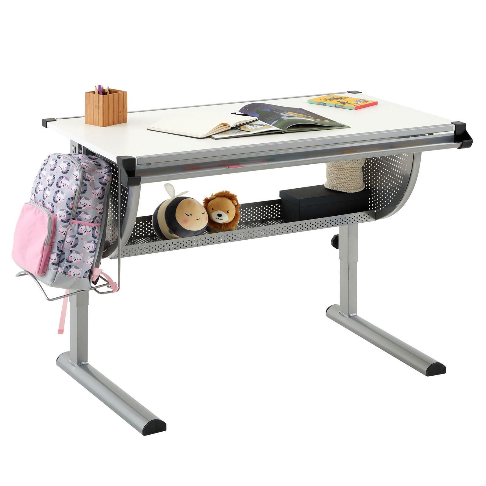 KINDERSCHREIBTISCH MADS - Alufarben/Weiß, Holzwerkstoff/Metall (111/90/60cm) - IDIMEX