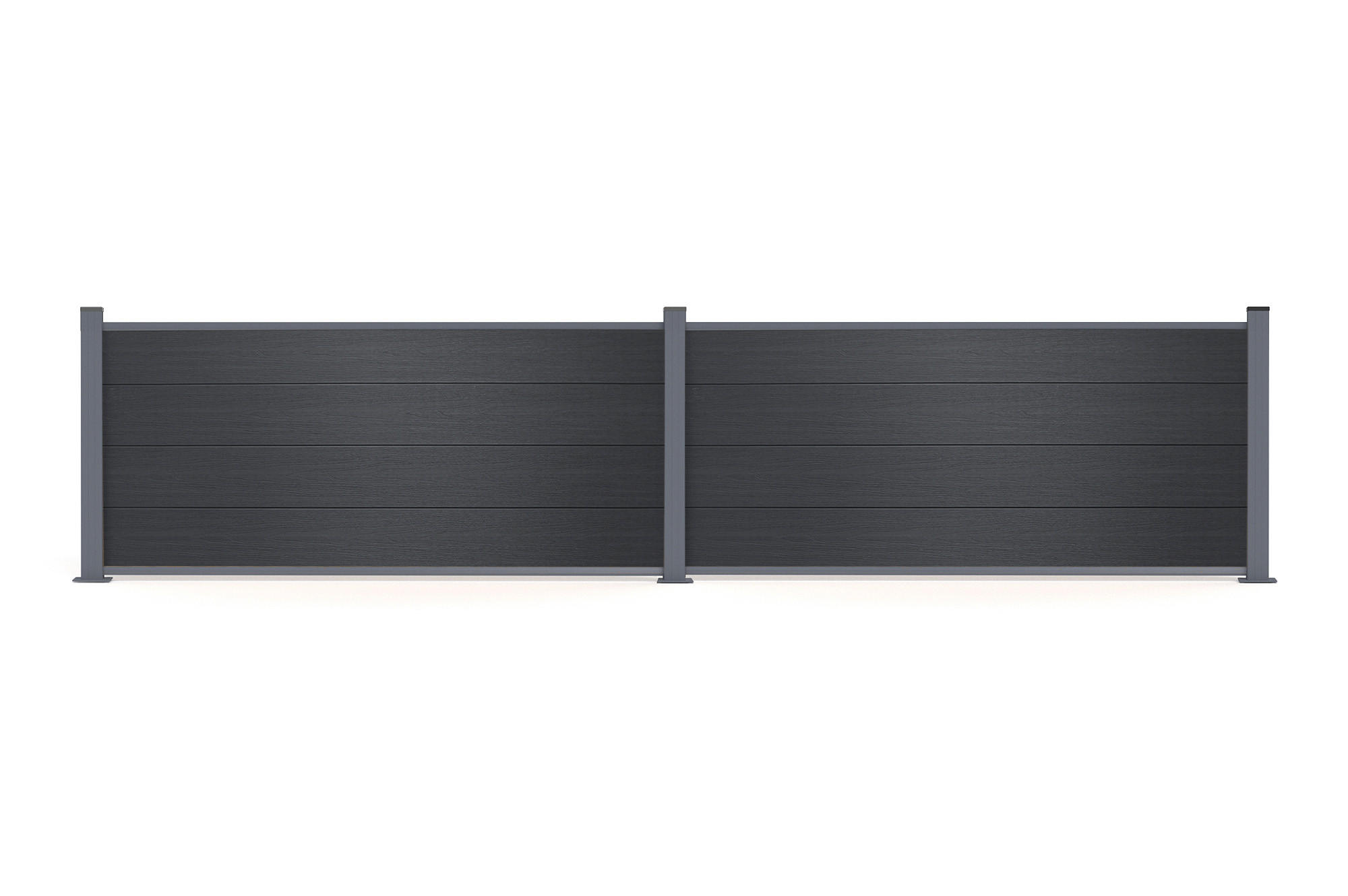 VERBUNDZAUN 2 m STOCKHORN H. 90 cm auf Sockel, grau - Grau, Holzwerkstoff (200/90cm) - Casanoov