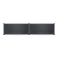 VERBUNDZAUN 2 m STOCKHORN H. 90 cm auf Sockel, grau - Grau, Holzwerkstoff (200/90cm) - Casanoov