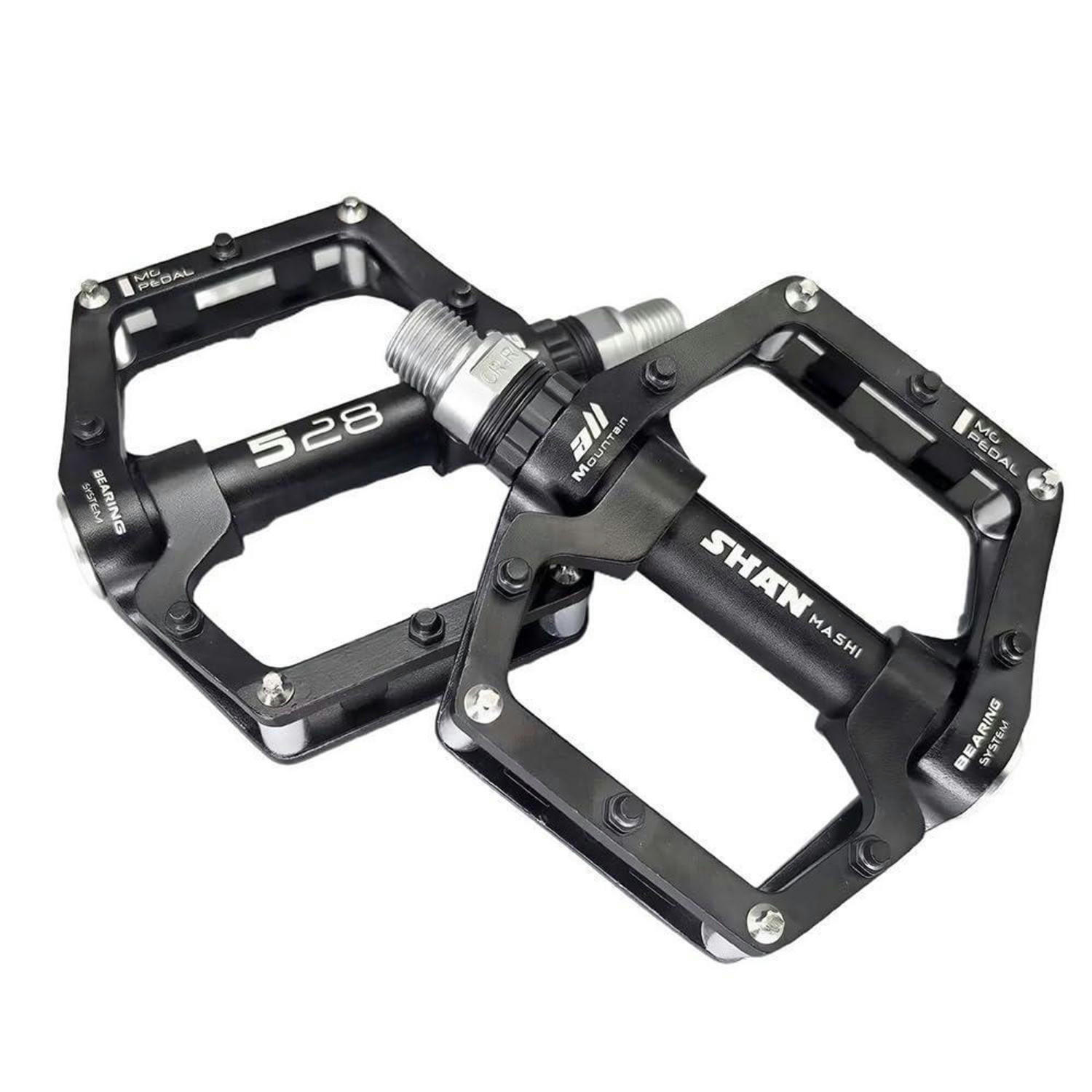 FAHRRADPEDALE Mountainbike-Pedale Aluminium-Legierung 9/16 Zoll Sealed Bearing Anti-Rutsch Schwarz - Schwarz, Metall (9/2.7/10.2cm)