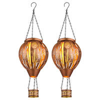 LED AUSSENLEUCHTE Solar Heißluftballon Bunt 2er Set - Multicolor, Metall (14/14/46cm) - Globo Lighting