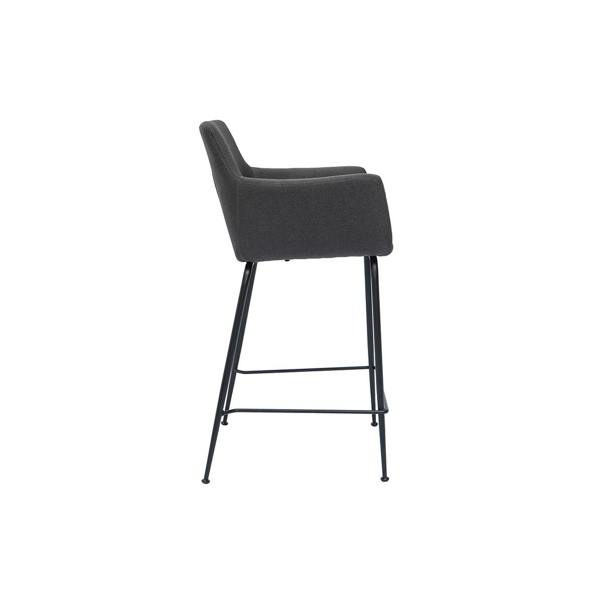 BARHOCKER Anthrazitgrauer Stoff H65 cm 2er-Set CARLIE - Dunkelgrau, Textil (50/93/54.5cm) - Miliboo